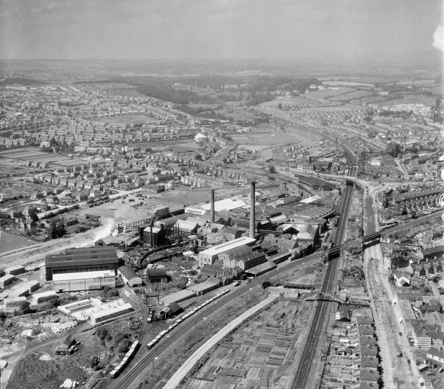 In this photograph looking up towards Ely Bridge (centre right) you can see the underpass that links The Mill with Paper Mill Road and Cowbridge Road East (bottom centre). (https://www.peoplescollection.wales/items/25954)