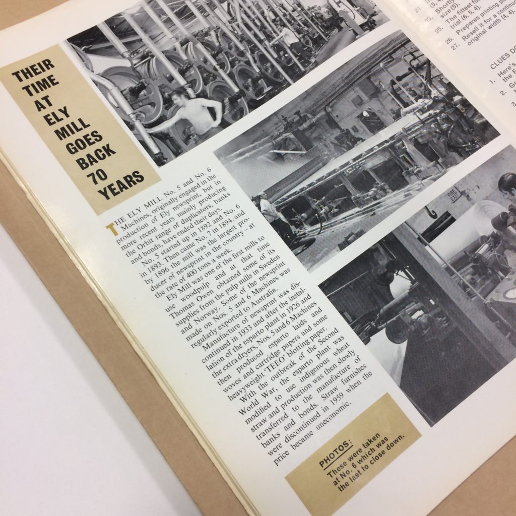 From 'Papermaking in Britain' detailing production at Ely Mill over the years. (Glamorgan Archives)